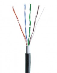 Кабел DeTech OUTDOOR CAT5 UTP, Черен, С медно жило, 305m - 18408