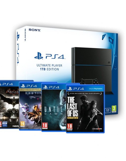 Промоционален пакет с конзола PlayStation 4 1TB Mega Pack, черна