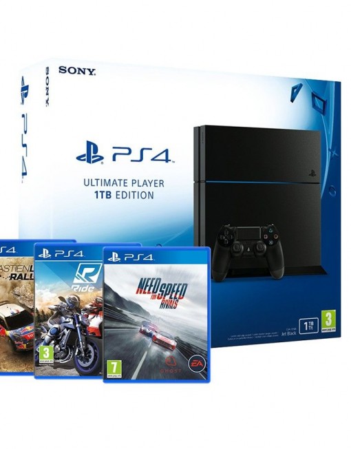 Промоционален пакет с конзола PlayStation 4 1TB Racing Pack, черна