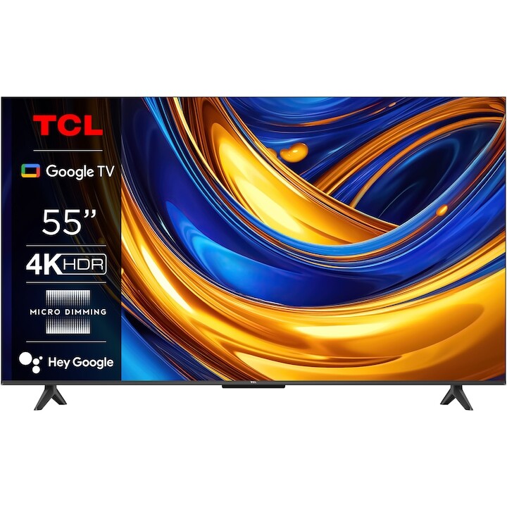 Телевизор TCL LED 55P655, 55" (139 см), Smart Google TV, 4K Ultra HD, Клас E (Модел 2024)